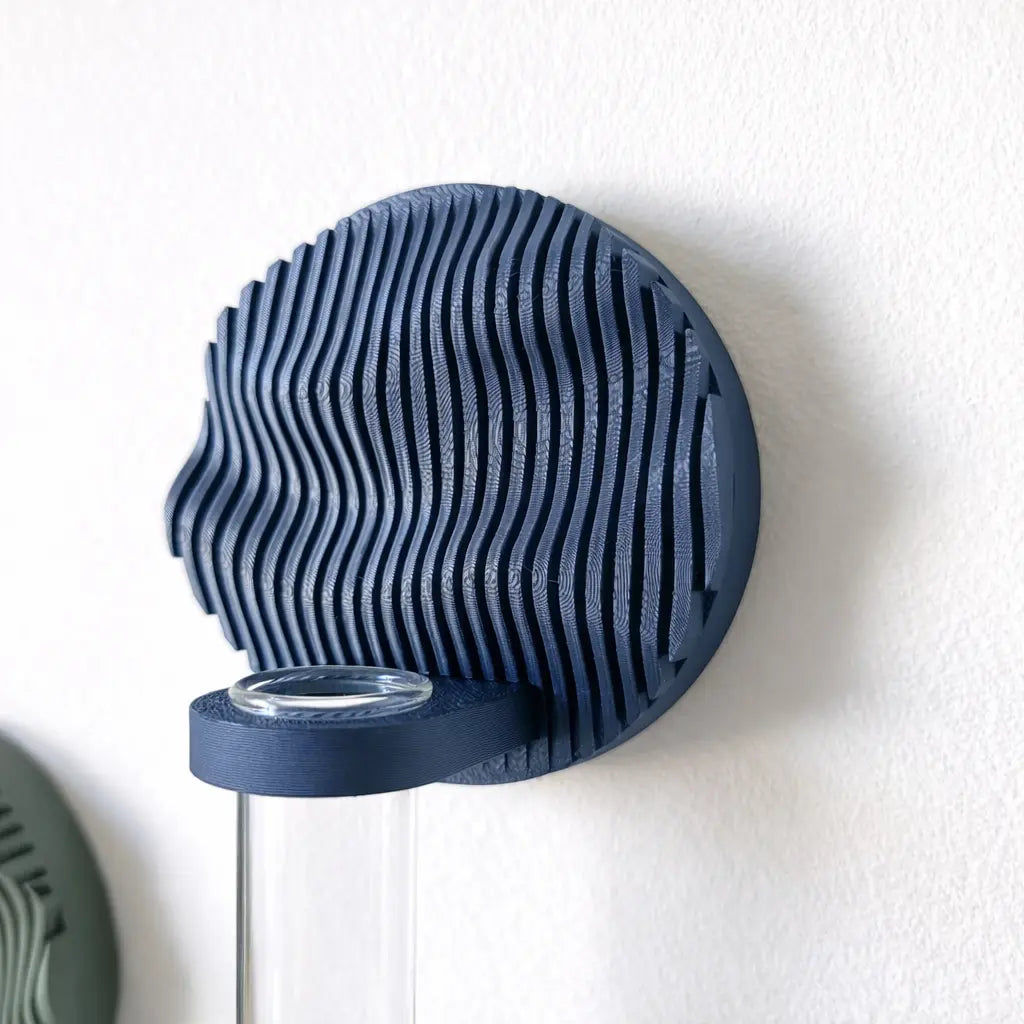Navy Blue Bada Mini modern Japandi ribbed fluted wall hanging propagation station glass tube by Sonnihaus