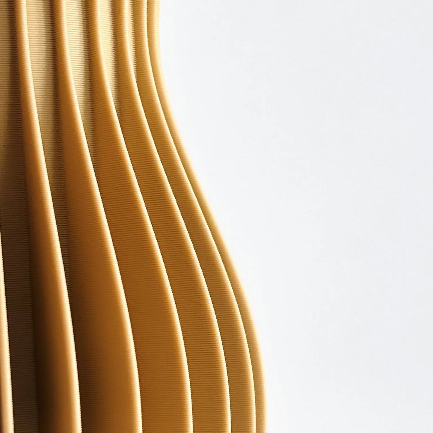 Minimalist Japandi Beige Hazelnut Korean Holi Vase, sculptural ribbed fluted gourd close up home decor detail by Sonnihaus