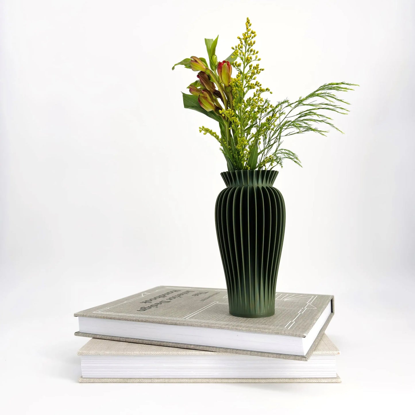Minimalist Japandi Korean Mae Vase in Matcha Green, ribbed fluted Maebyeong inspired modern home decor by Sonnihaus