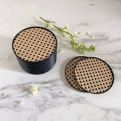 Rattan Coaster and Canister / Coffee Table Decor / Japandi / Housewarming Gifts